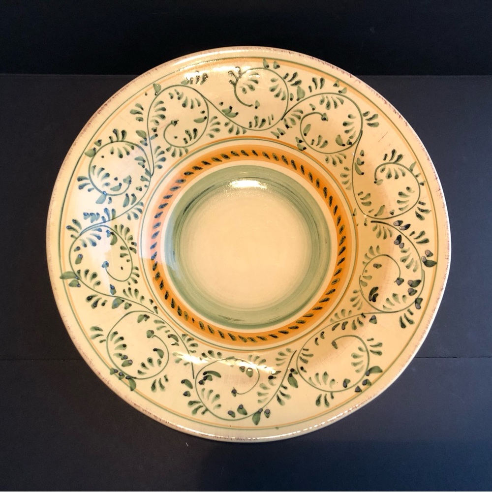 Crate & Barrel EMILIA 14" Round Ceramic Serving Pasta Bowl Made in Italy 637-359